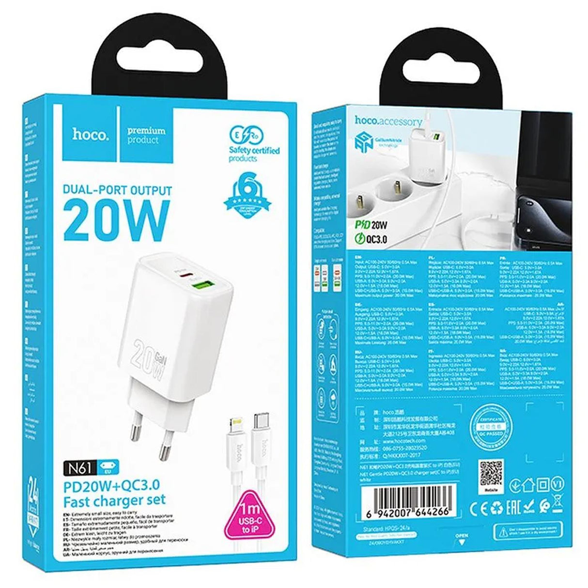 GaN Schnellladegerät 20W – USB-C PD & USB-A QC3.0 Dual Port