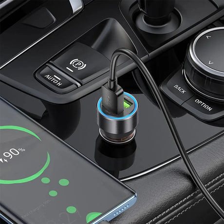 Hoco KFZ Ladegerät NZ12 mit microUSB, Lightning oder USB-C Kabel in Schwarz