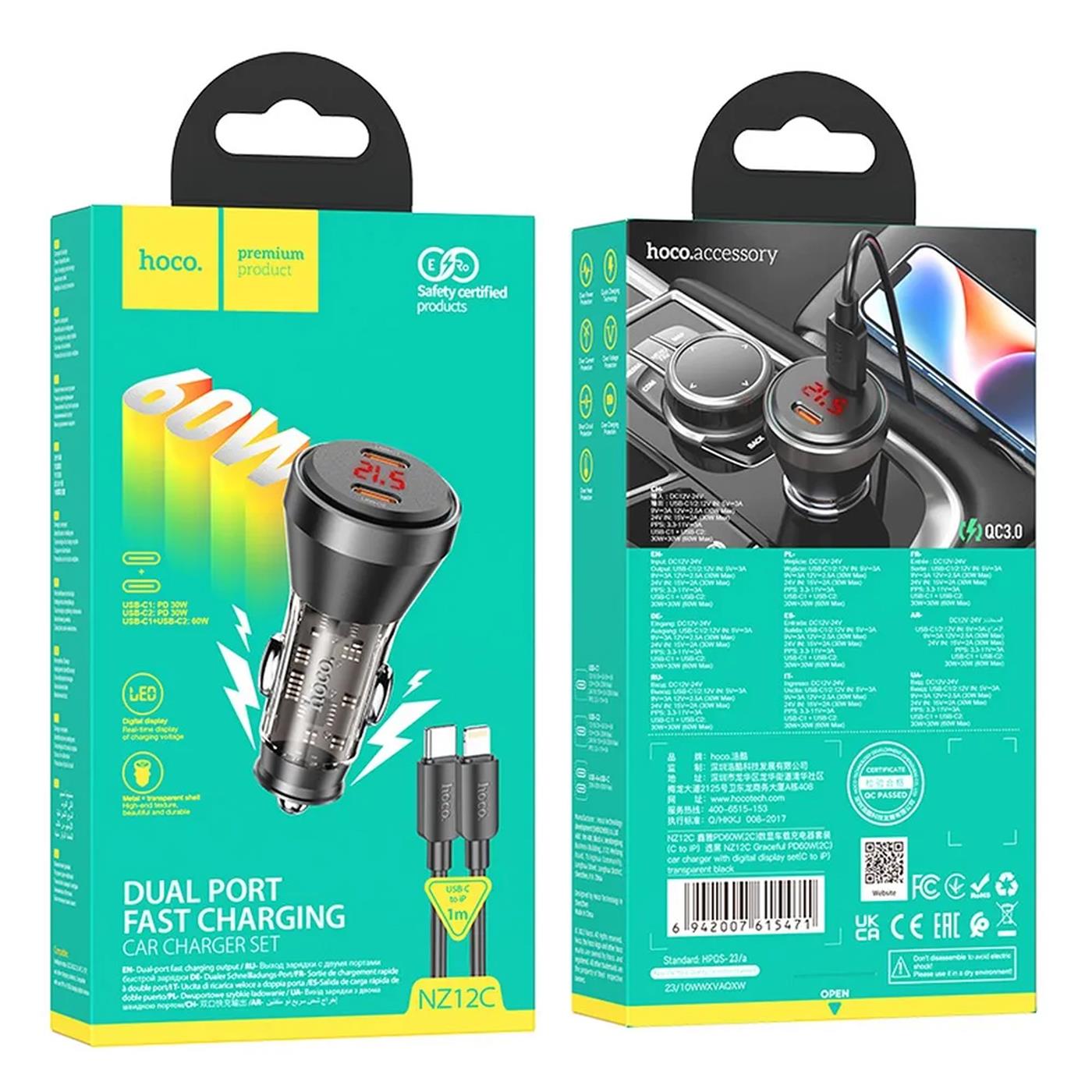 Kfz Ladegerät Schnellladung Set – 2x USB C Ports