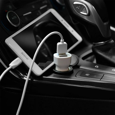 KFZ Ladegerät Hoco Z2A in Weiß mit 2x USB und 1m micro USB Kabel