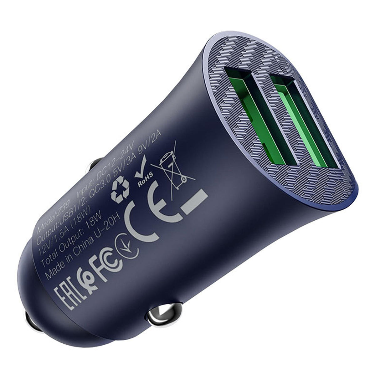 Kfz-Ladegerät Hoco - Z39 microUSB - Blau