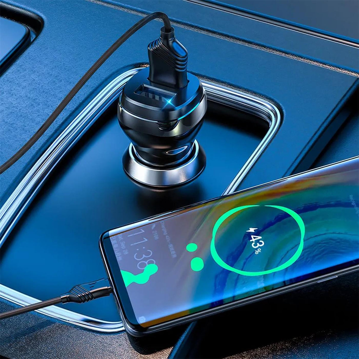 Kfz Ladegerät Set – 2x USB-A mit microUSB Kabel