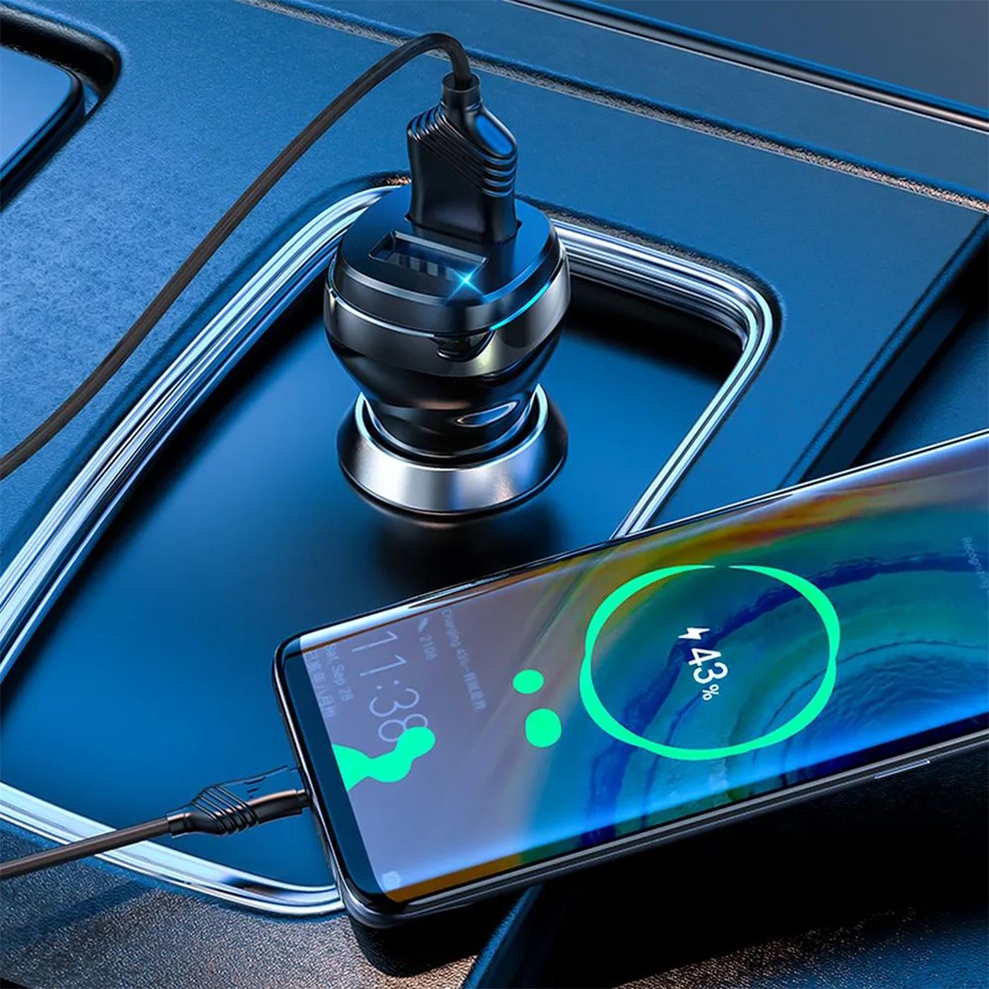 Kfz Ladegerät Set – 2x USB-A mit microUSB Kabel