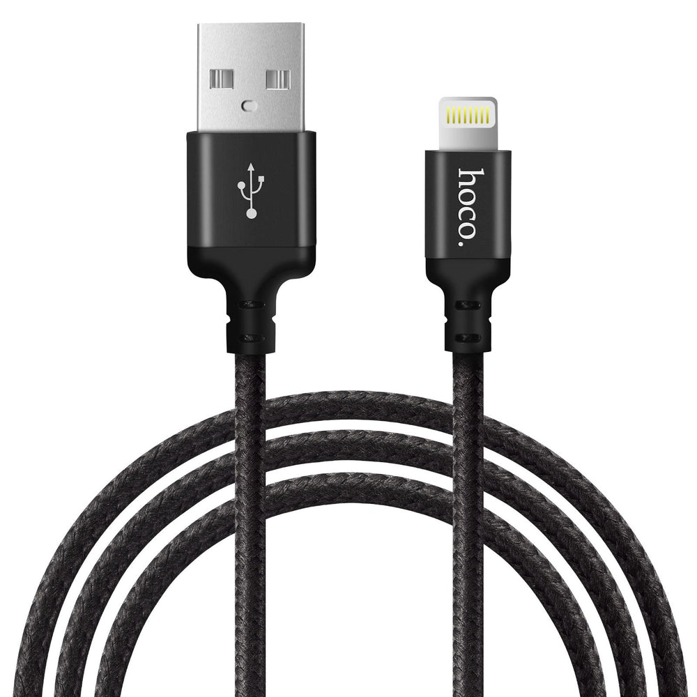 Hoco X14 Lightning zu USB-A Ladekabel, 3 Meter, robustes geflochtenes Design für Apple-Geräte.
