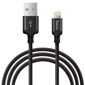Hoco X14 Lightning zu USB-A Ladekabel, 1 Meter, geflochtenes Design für Langlebigkeit.