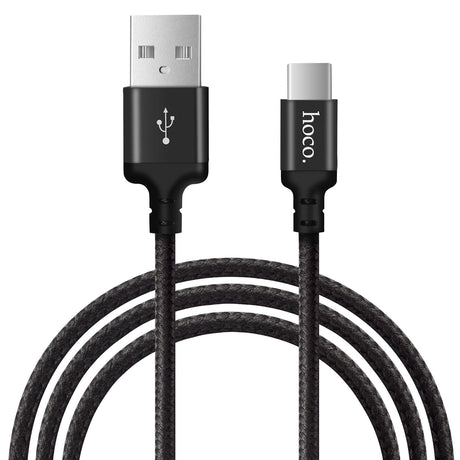 Hoco X14 USB-C Kabel, 2m, robustes, geflochtenes Design, schnelles Laden für USB-C Geräte.