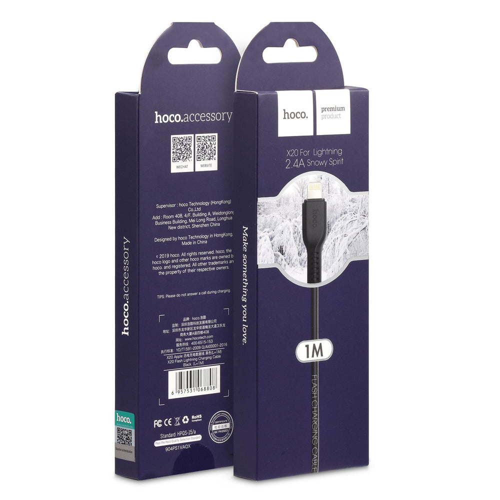 Hoco USB Kabel - X20 Lightning - 2M