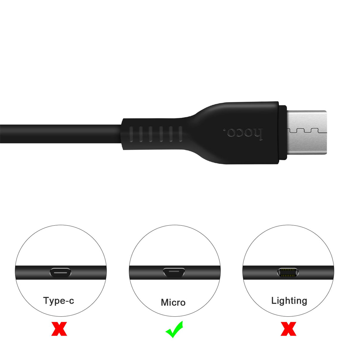 Hoco USB Kabel - X20 microUSB - 2M