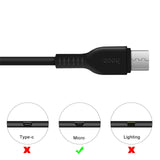Hoco USB Kabel - X20 microUSB - 2M