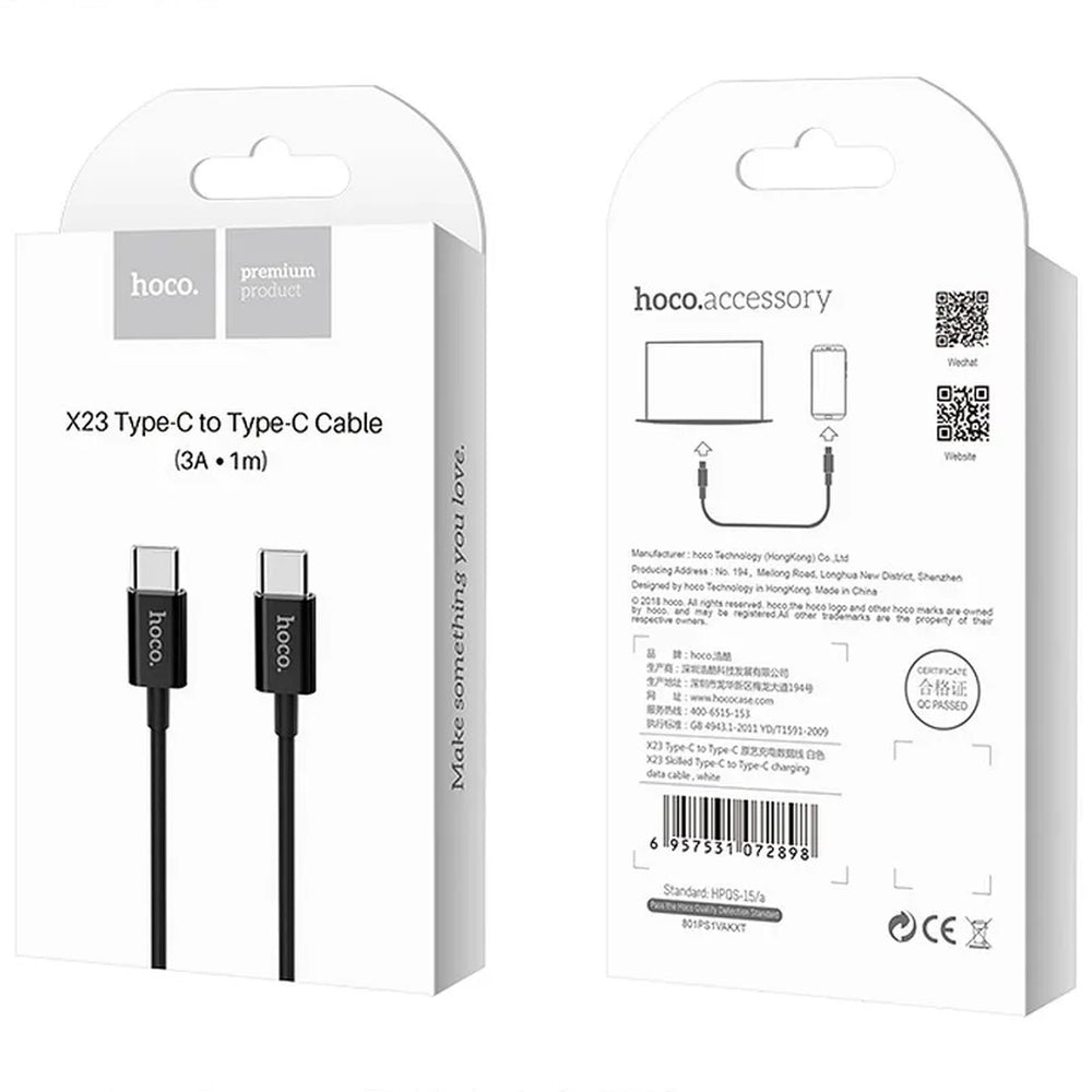 Hoco USB Kabel - X23 Typ C auf Typ C - Schwarz