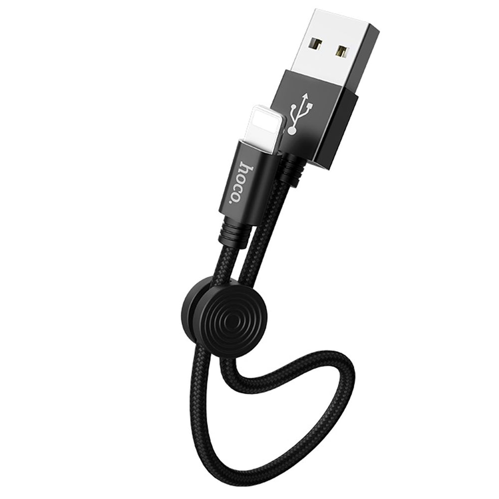 Hoco X35 Lightning zu USB-A Ladekabel, robustes geflochtenes Design mit Kabelmanagement für Apple-Geräte.