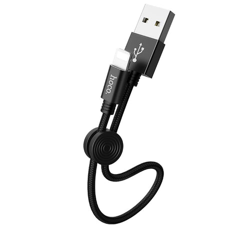 Hoco X35 Lightning zu USB-A Ladekabel, robustes geflochtenes Design mit Kabelmanagement für Apple-Geräte.
