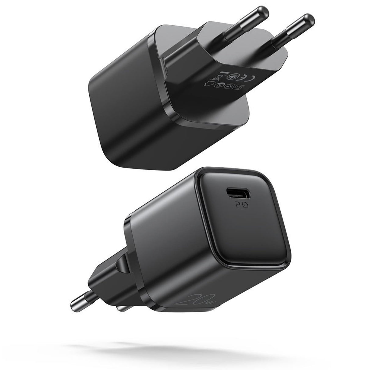 Joyroom 20W USB-C Netzteil mit Schnellladefunktion, kompakt und sicher für unterwegs.