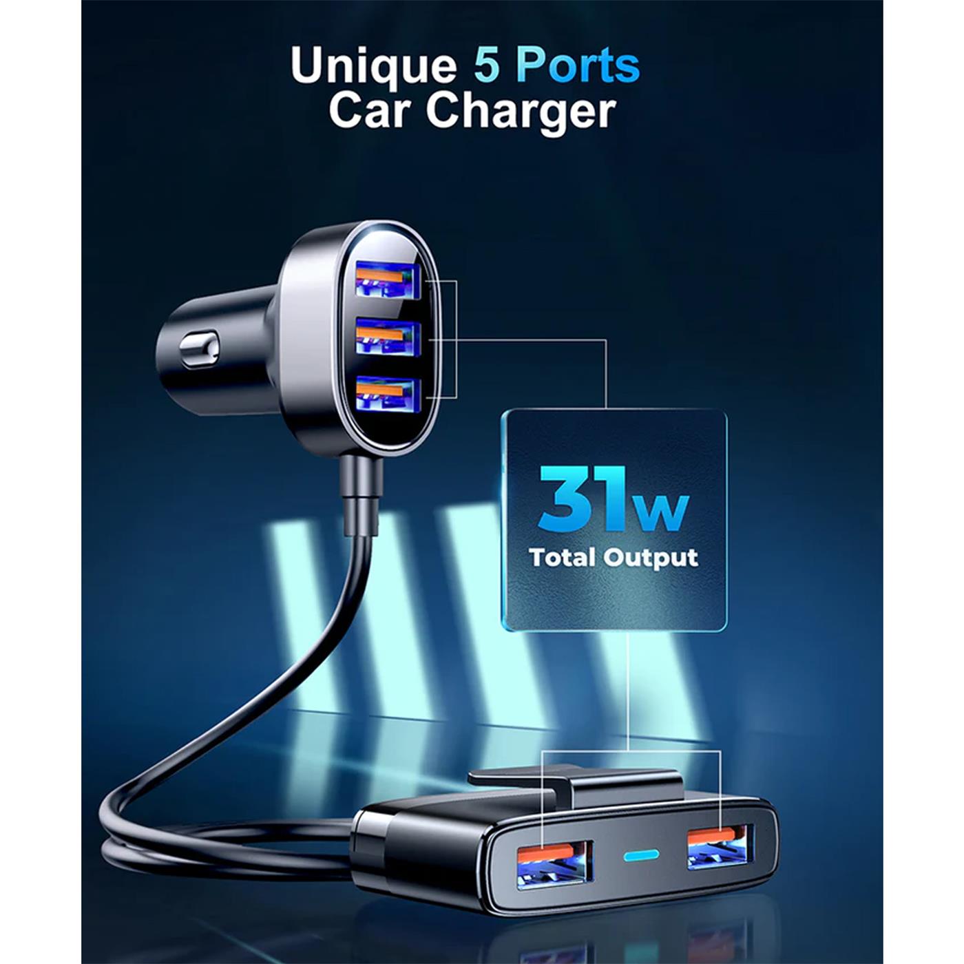 Kfz-Ladegerät Multi USB – 5 Ports Schnellladung