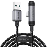 Graues USB-A zu USB-C Ladekabel mit 90° Winkel, Nylongeflecht, Joyroom.