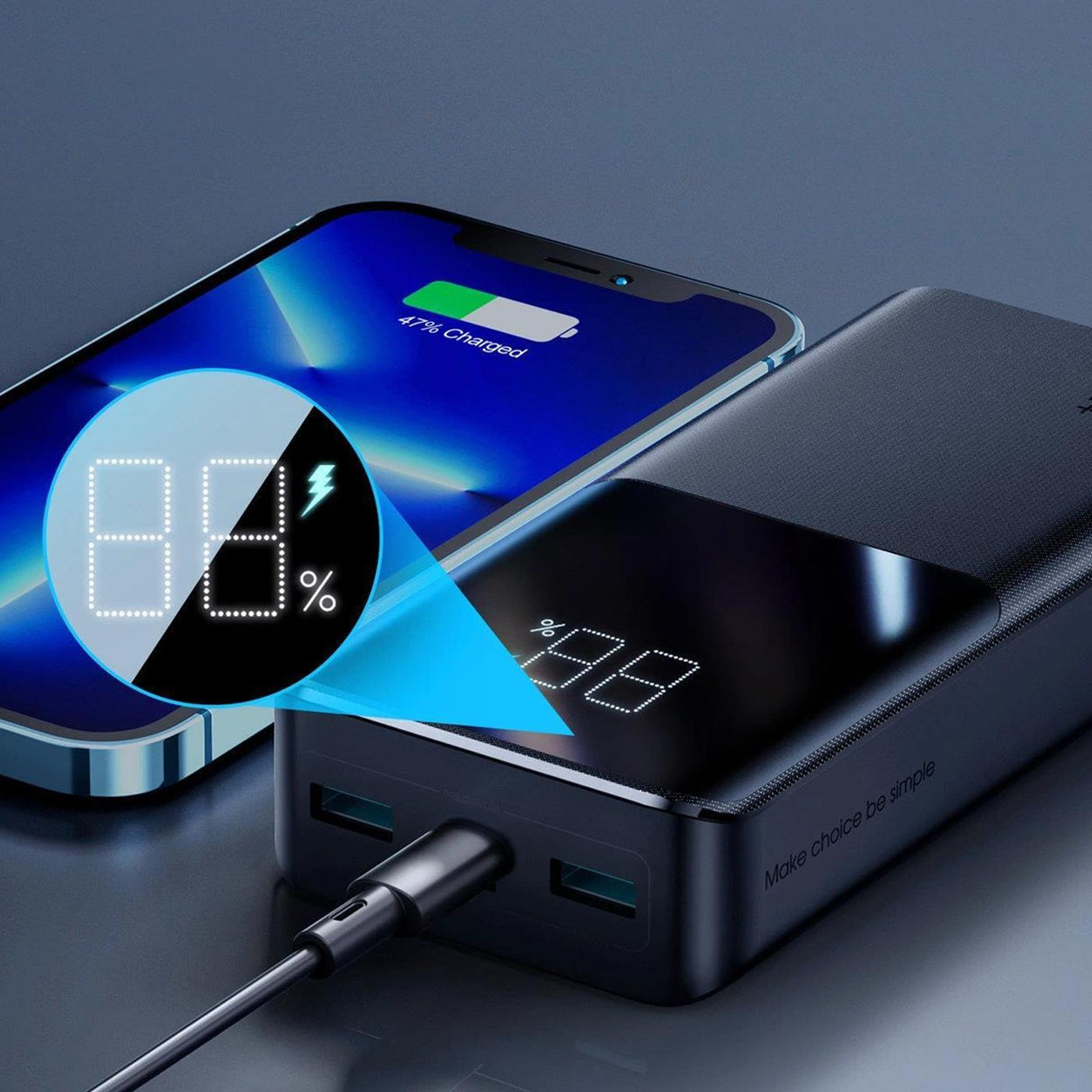 Power Bank Schnellladung – Digitalanzeige Multi-Port