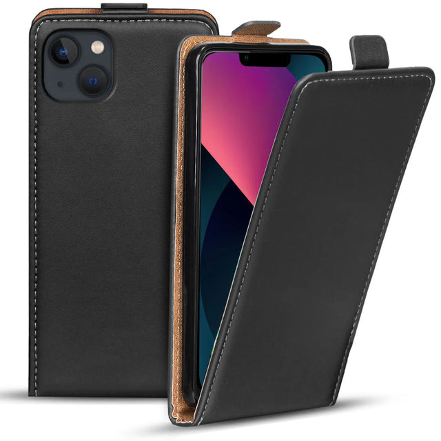 iPhone 13 Flip Klapphülle in Schwarz mit Kartenfächern