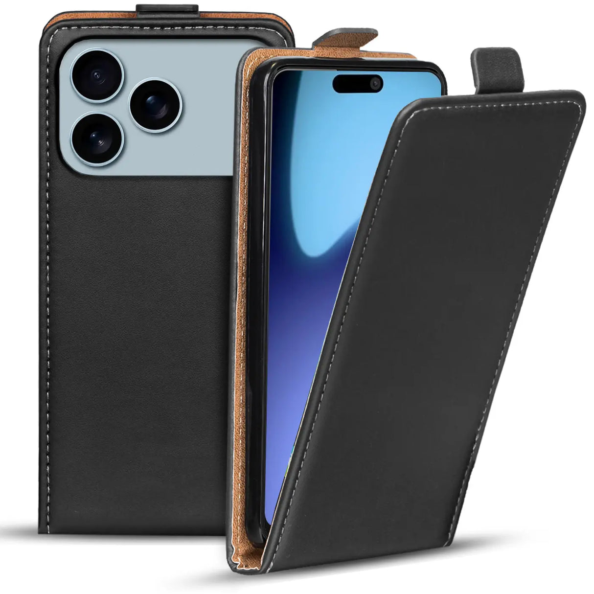 iPhone 17 Pro Max Flip Klapphülle in Schwarz mit Kartenfächern