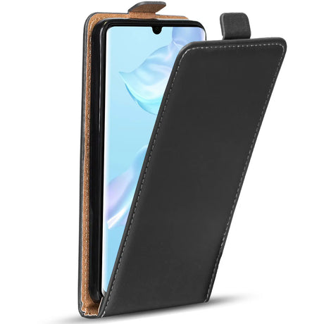 Huawei P30 Pro Flip Klapphülle in Schwarz mit Kartenfächern