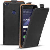 Huawei P8 Lite 2017 Flip Klapphülle in Schwarz mit Kartenfächern