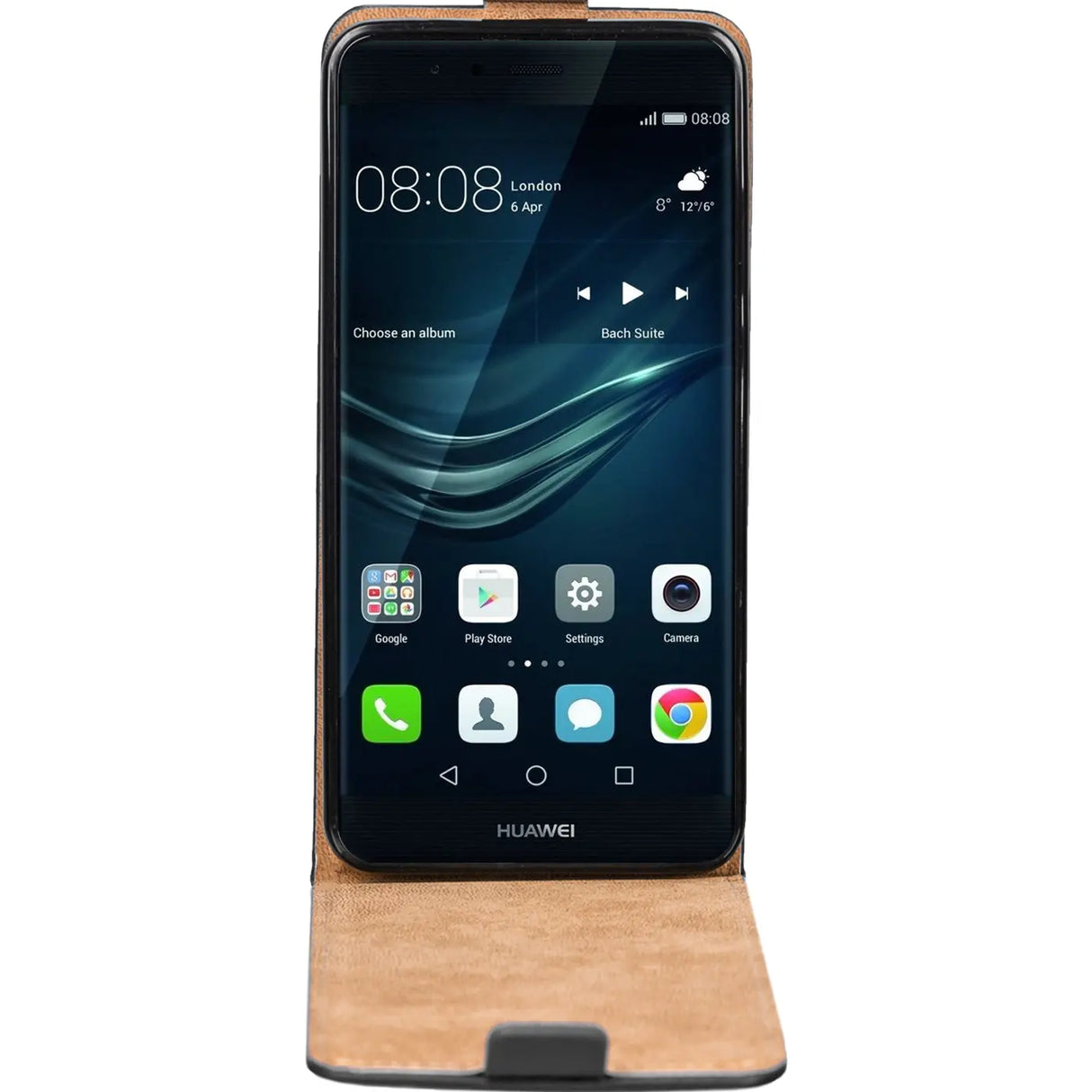 Huawei P9 Flip Klapphülle in Schwarz mit Kartenfächern