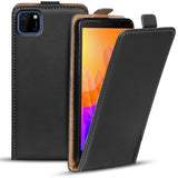 Huawei Y5P Flip Klapphülle in Schwarz mit Kartenfächern