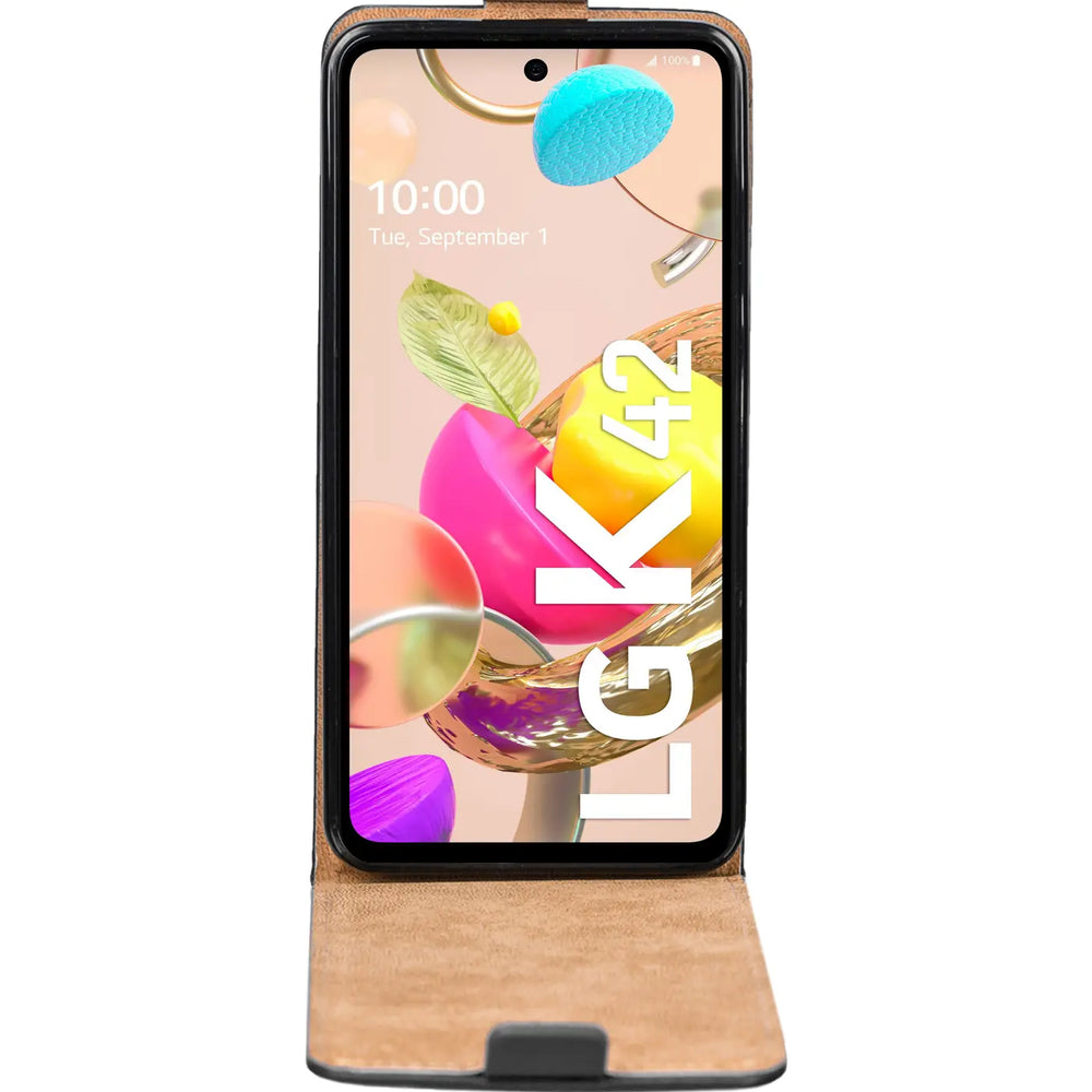 LG K42 Flip Klapphülle in Schwarz mit Kartenfächern