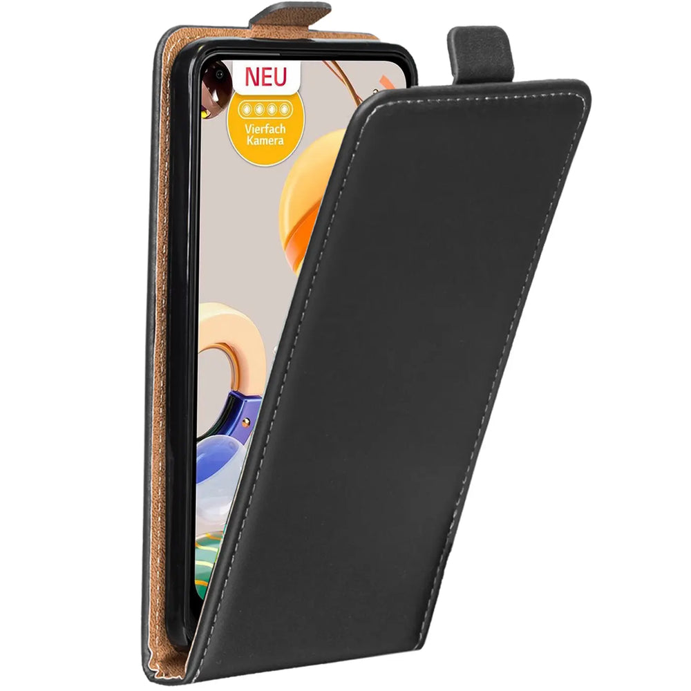 LG K61 Flip Klapphülle in Schwarz mit Kartenfächern