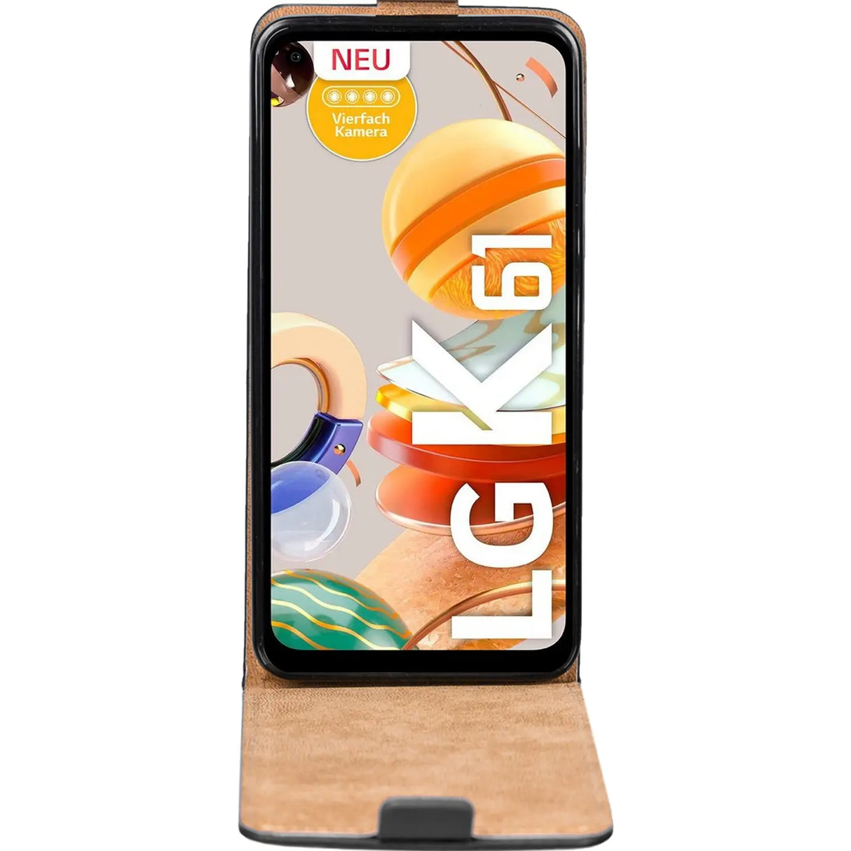 LG K61 Flip Klapphülle in Schwarz mit Kartenfächern