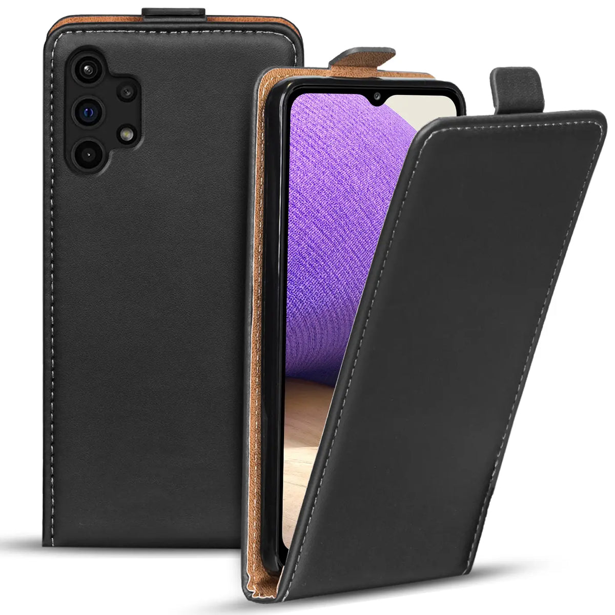 Samsung Galaxy A13 4G Flip Klapphülle in Schwarz mit Kartenfächern