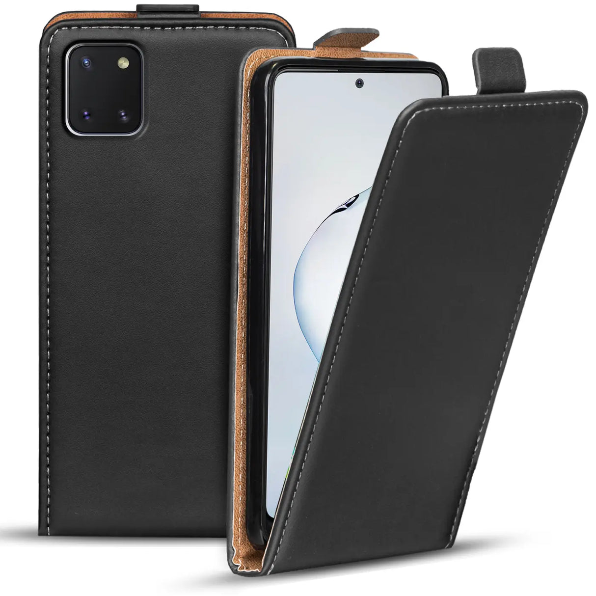 Samsung Galaxy Note 10 Lite Flip Klapphülle in Schwarz mit Kartenfächern