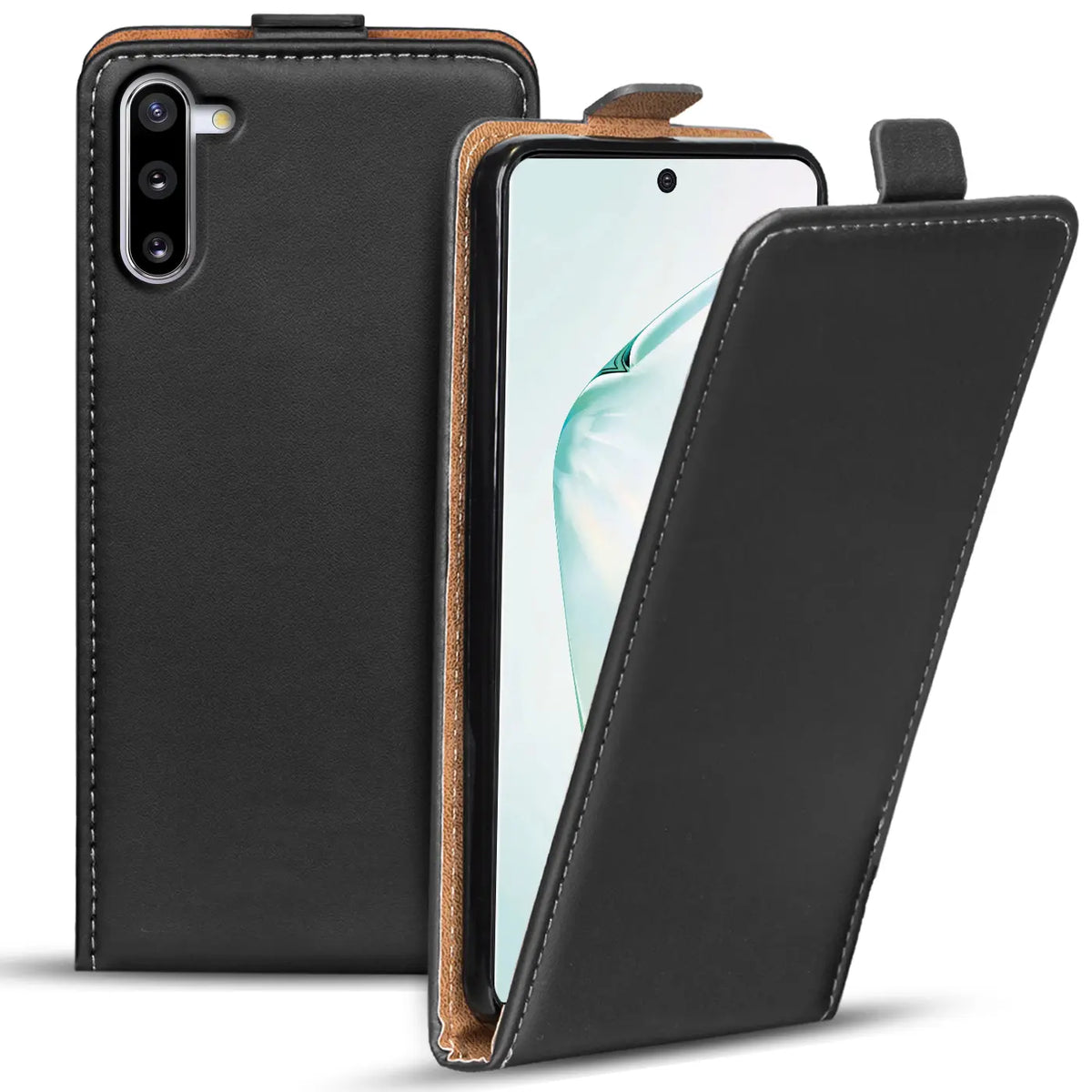 Samsung Galaxy Note 10 Flip Klapphülle in Schwarz mit Kartenfächern