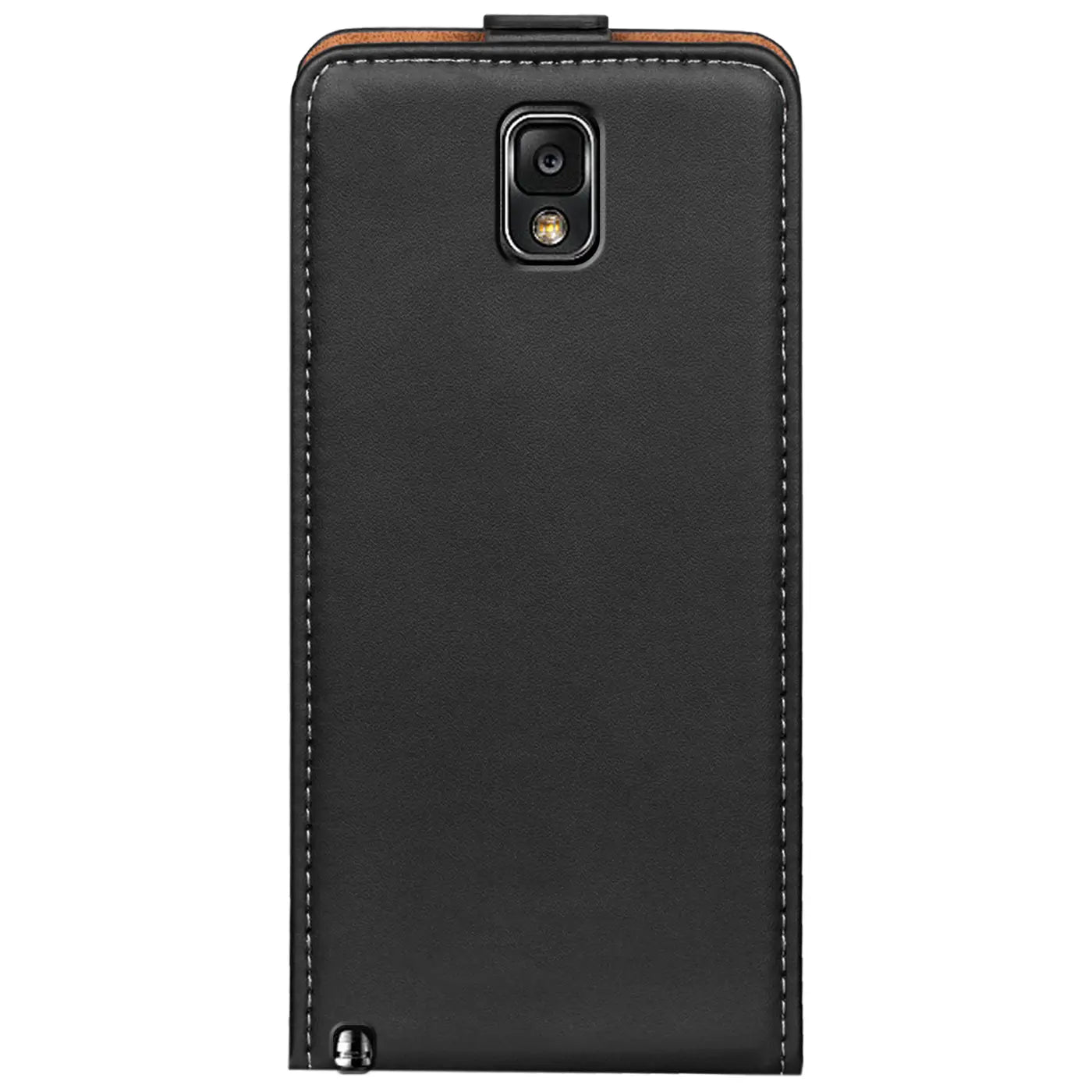 Schwarze Leder-Flip-Hülle für Samsung Galaxy Note 3, Rückansicht