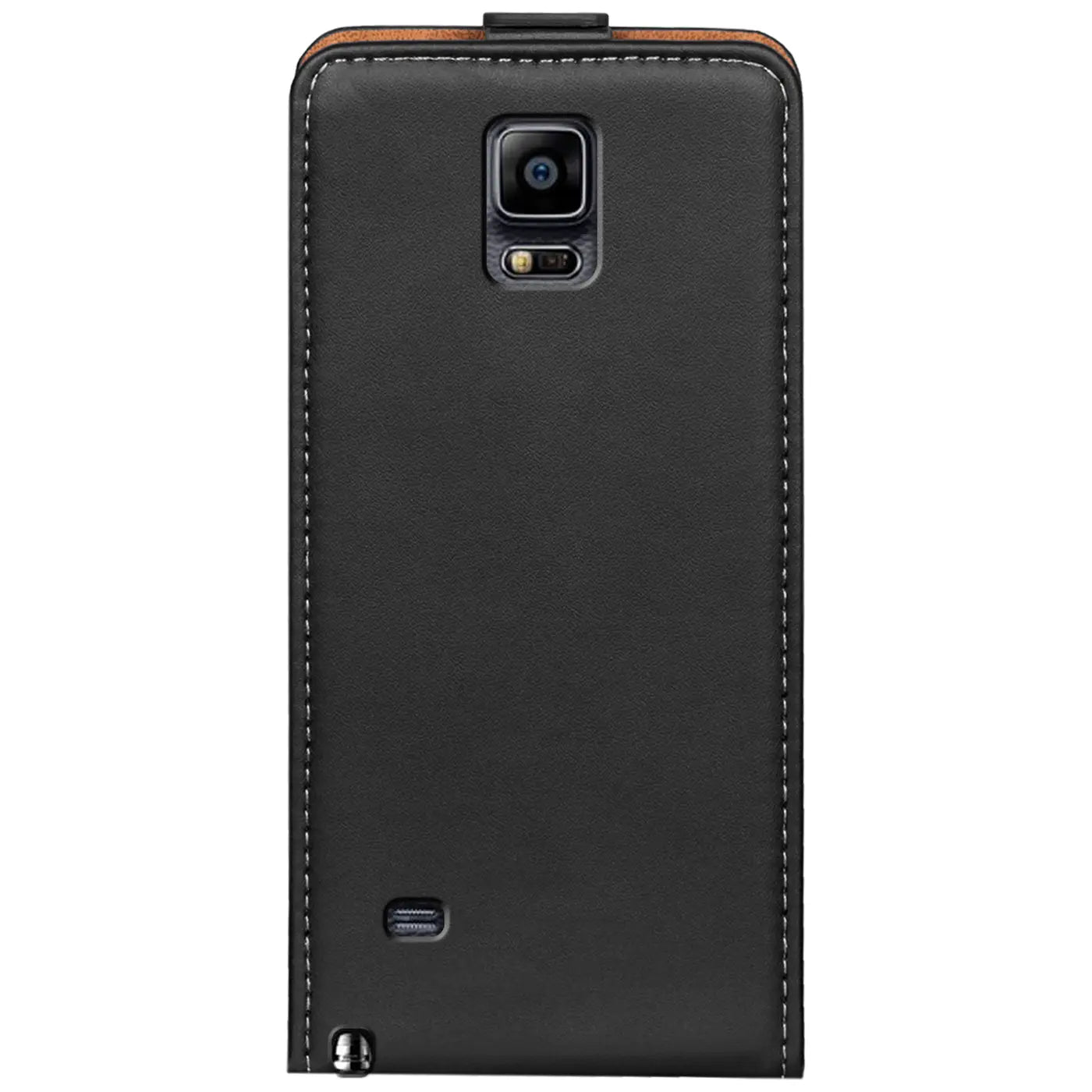 Schwarze Leder-Flip-Hülle für Samsung Galaxy Note 4, Rückansicht