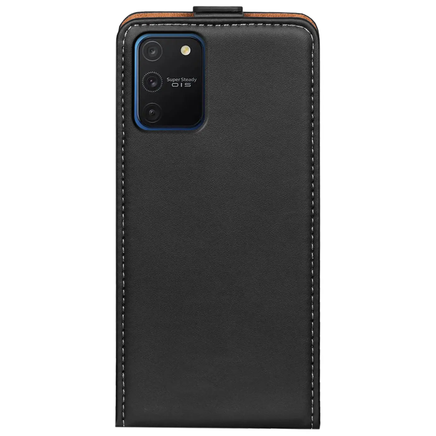 Samsung Galaxy S10 Lite Flip Hülle, schwarz, Kunstleder, Rückansicht