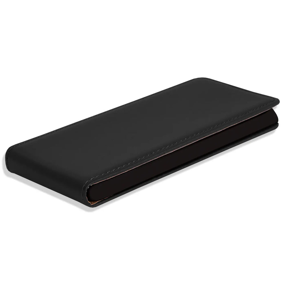 Schwarze Leder-Flip-Hülle für Samsung Galaxy S10 Lite, Seitenansicht
