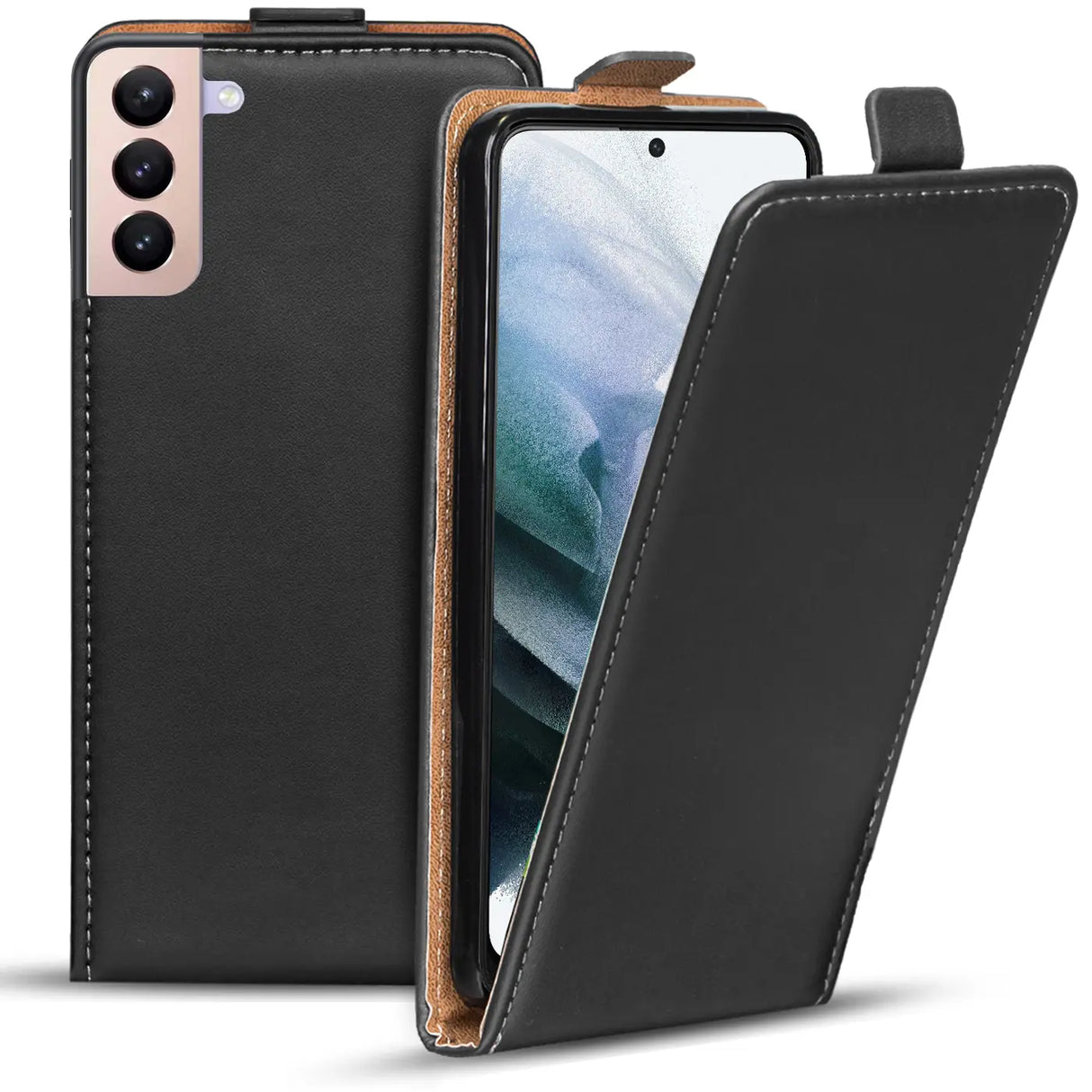 Samsung Galaxy S21 FE Flip Klapphülle in Schwarz mit Kartenfächern
