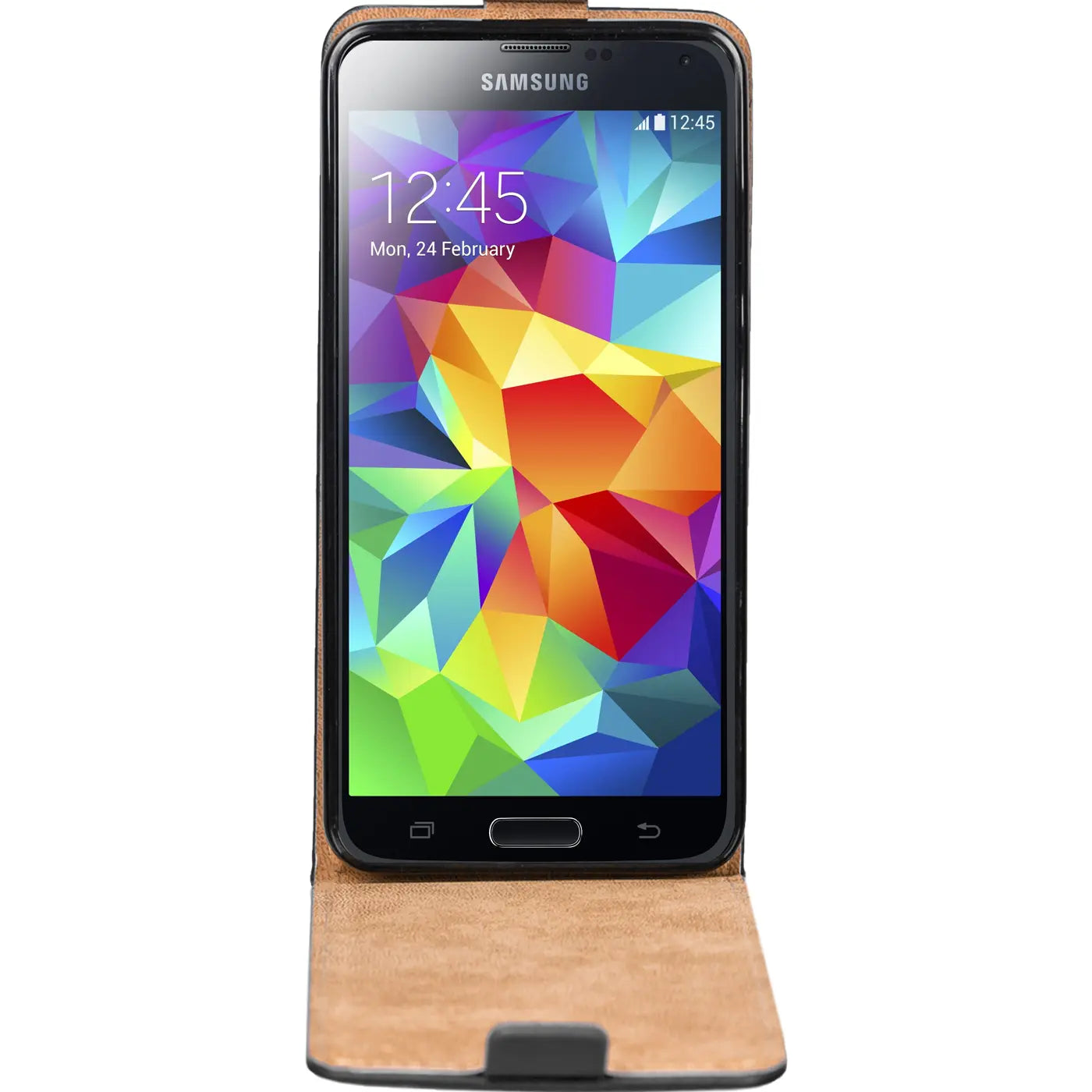 Samsung Galaxy S5/S5 Neo, braune Leder-Flip-Hülle, Vorderansicht