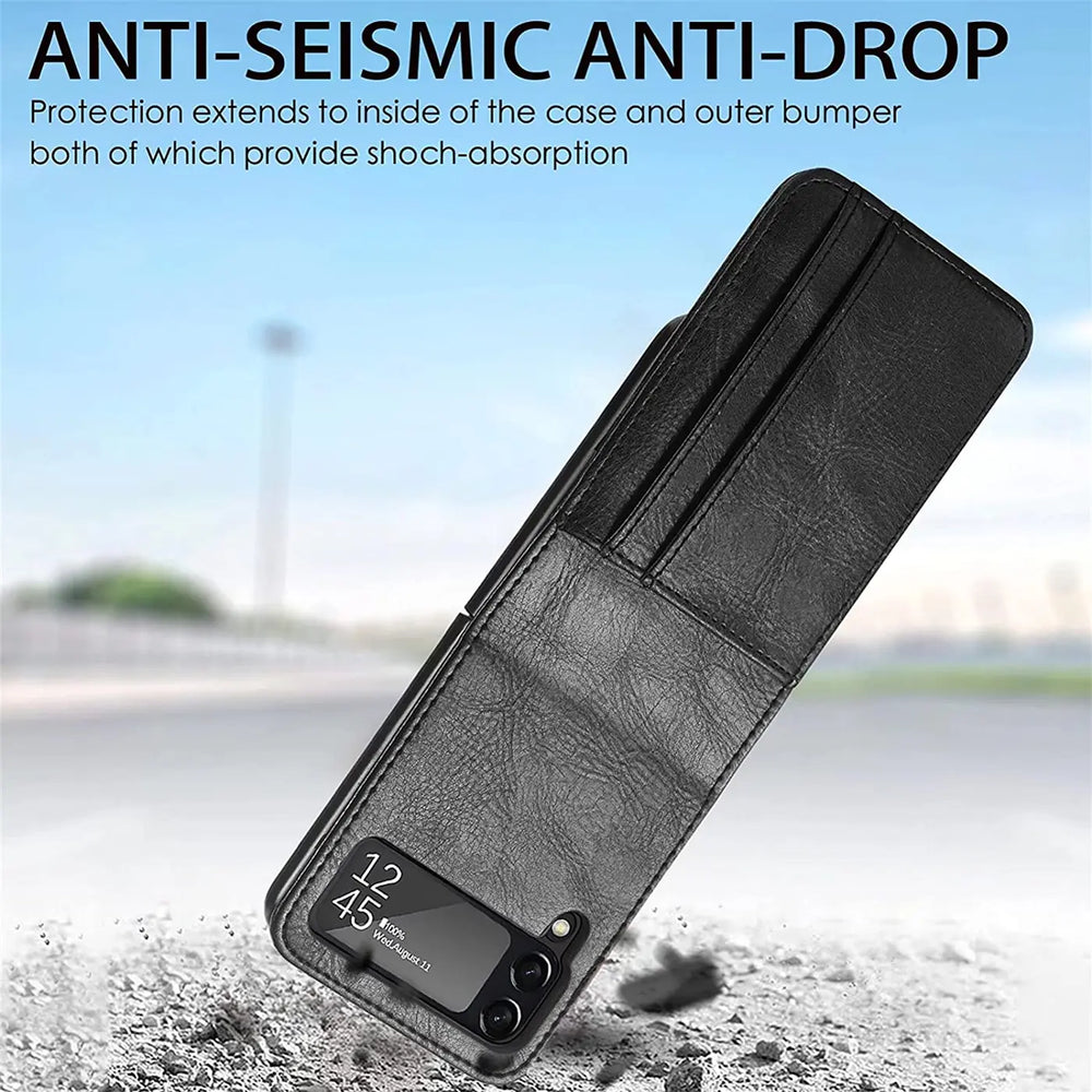 Samsung Galaxy Z Flip 4 Flip Klapphülle in Schwarz mit Kartenfächern