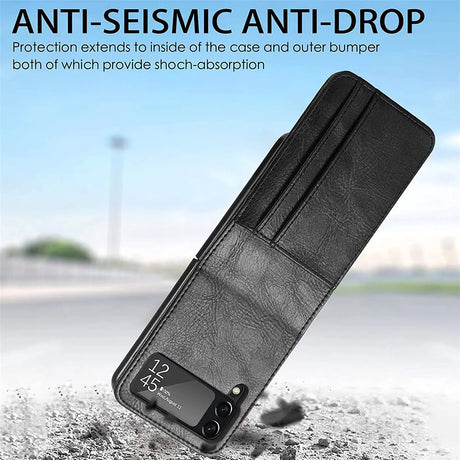 Samsung Galaxy Z Flip 4 Flip Klapphülle in Schwarz mit Kartenfächern