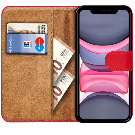 iPhone 11 Klapphülle in Rot mit Kartenfächern und Schutz