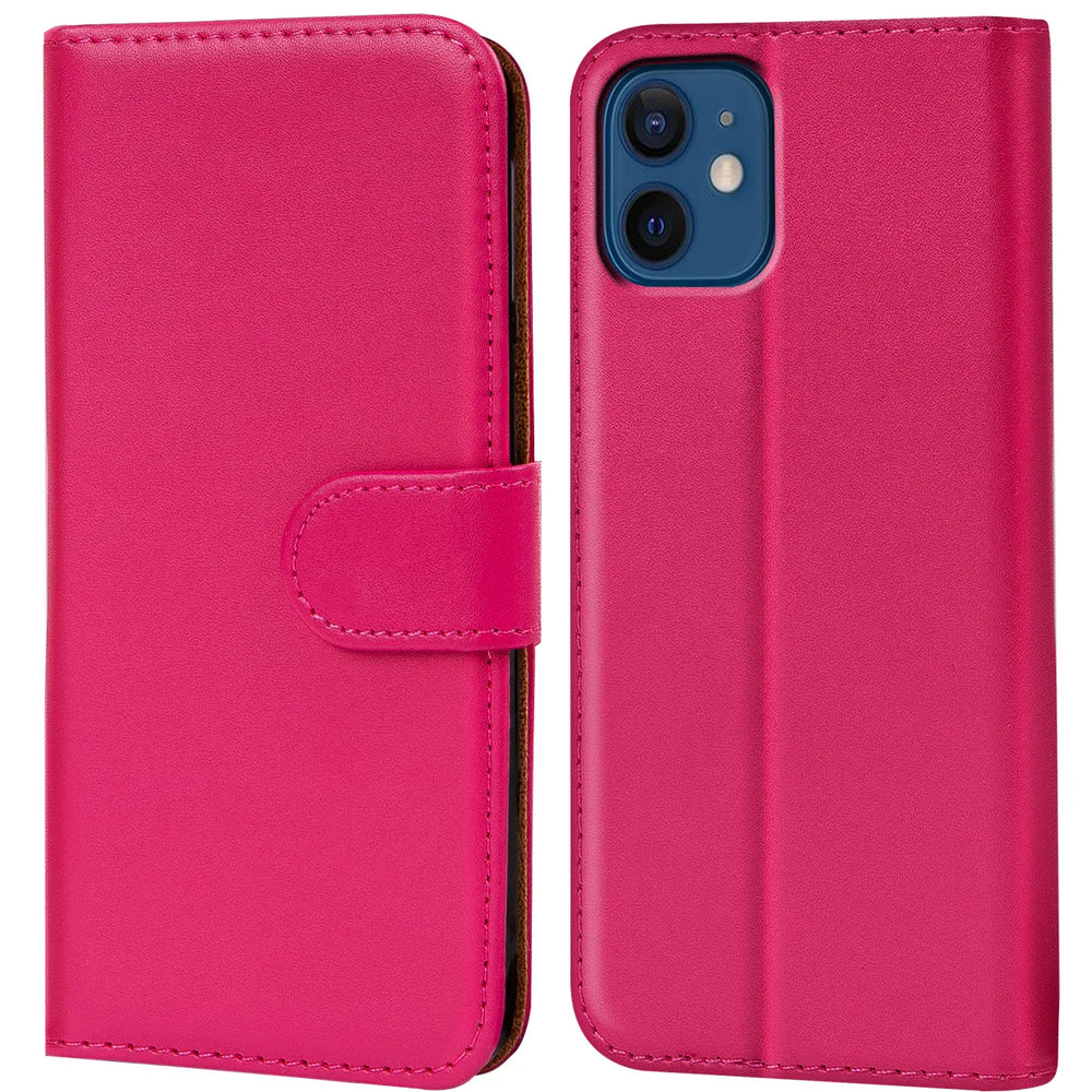 iPhone 12 Mini Klapphülle in Pink mit Kartenfächern und Schutz