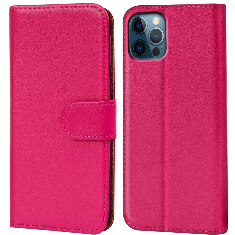 iPhone 12 / 12 Pro Klapphülle in Pink mit Kartenfächern und Schutz