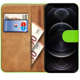 iPhone 12 Pro Max Klapphülle in Grün mit Kartenfächern und Schutz