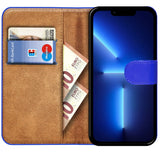 iPhone 13 Pro Klapphülle in Blau mit Kartenfächern und Schutz