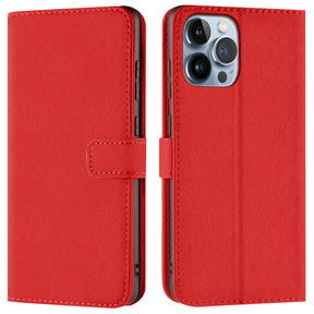 iPhone 13 Pro Max Klapphülle in Rot mit Kartenfächern und Schutz
