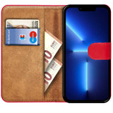 iPhone 13 Pro Klapphülle in Rot mit Kartenfächern und Schutz