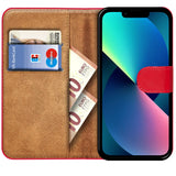 iPhone 13 Klapphülle in Rot mit Kartenfächern und Schutz