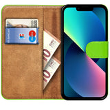 iPhone 14 Klapphülle in Grün mit Kartenfächern und Schutz