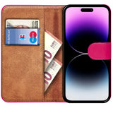 iPhone 14 Pro Klapphülle in Pink mit Kartenfächern und Schutz